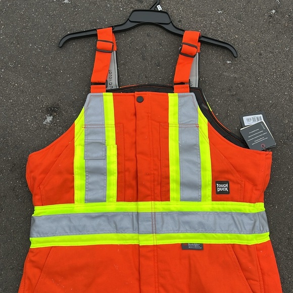 Tough Duck Quilt Lined Bib/Overall - Safety Hi Vis - Picture 2 of 5
